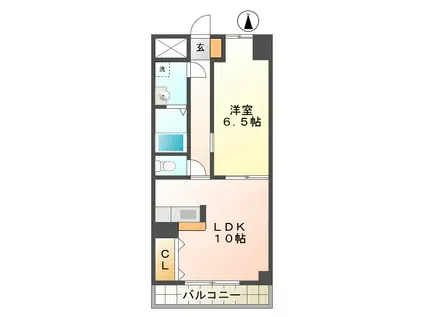 アーバンヒルズ城山2号館(1LDK/6階)の間取り写真