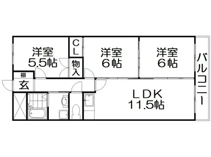 ウエストサイド楠葉(3LDK/2階)の間取り写真