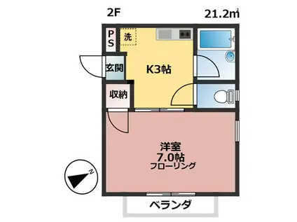 メゾンドグラース(1K/2階)の間取り写真