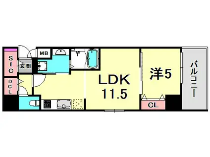 神戸ハーバーサイド 萬利レジデンス(1LDK/9階)の間取り写真