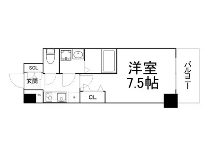 グランデュール大今里(1K/6階)の間取り写真