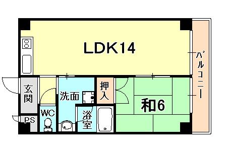 グランヴィア北夙川(1LDK/2階)の間取り写真