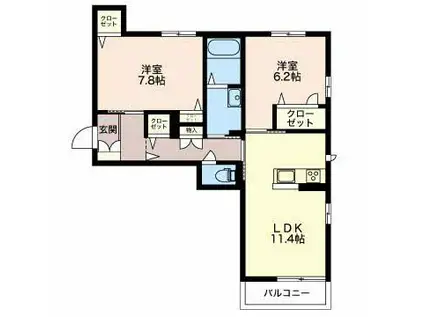 リヴィエラII(2LDK/1階)の間取り写真