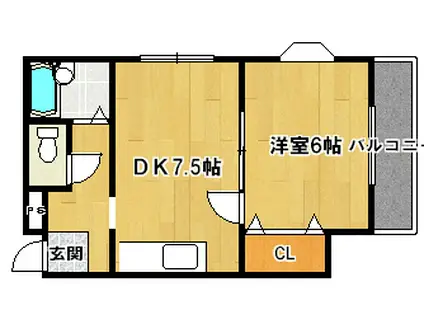 正栄マンション(1DK/2階)の間取り写真