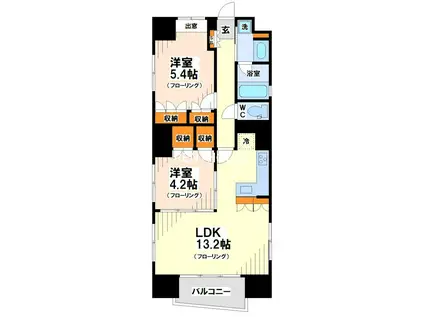 アイディーコート府中グリーンウインド(2LDK/2階)の間取り写真