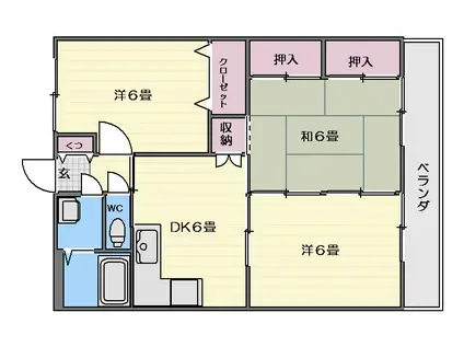 ベルメゾンI(3DK/2階)の間取り写真
