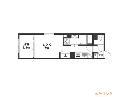 LUORE黒川イースト(1LDK/2階)の間取り写真