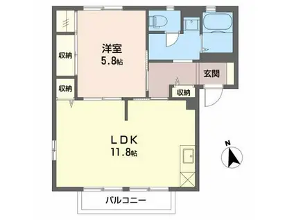 グレイス笹原(1LDK/1階)の間取り写真