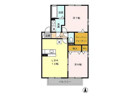 THREE WOODS Y&F A・B(2LDK/2階)の間取り写真