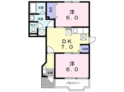 モーニンググローリーC(2DK/1階)の間取り写真