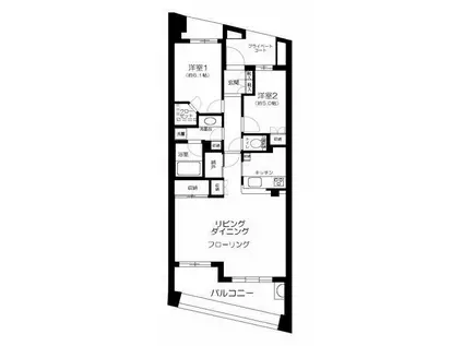 プラウド元住吉(2LDK/4階)の間取り写真