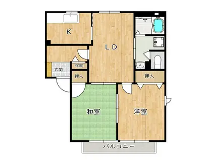 コーポ ルミエ B棟(2LDK/1階)の間取り写真