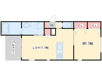 サンハイム米夢(1LDK/3階)の間取り写真