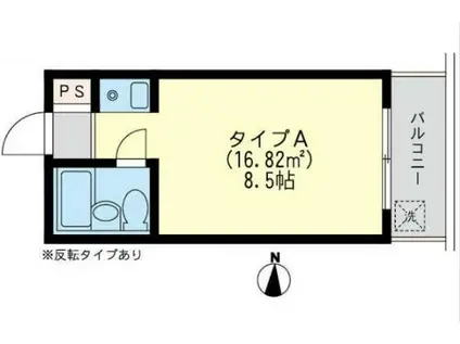 ユナイト山手サンピース(ワンルーム/2階)の間取り写真
