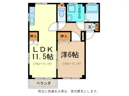 VIEW A棟(1LDK/2階)の間取り写真