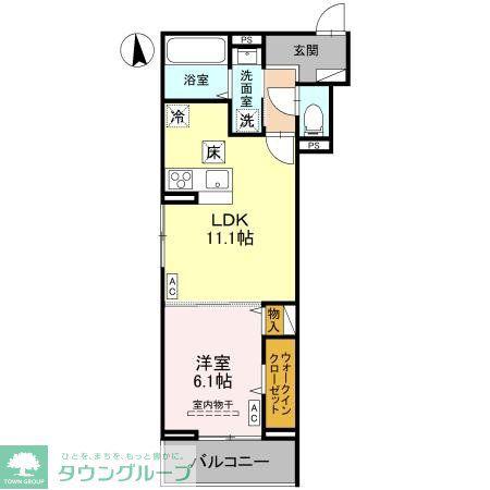 草加市氷川町PJIV A(1LDK/1階)の間取り写真