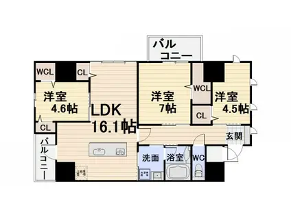 ミルキーウェイⅦ(3LDK/5階)の間取り写真