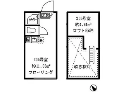 ソフィアカラーズ(ワンルーム/2階)の間取り写真