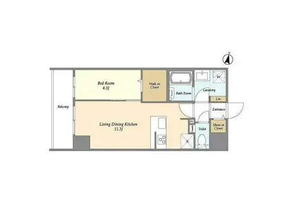 HF北千住レジデンス(1LDK/12階)の間取り写真