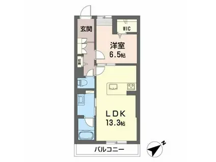 シャーメゾン輝(1LDK/1階)の間取り写真