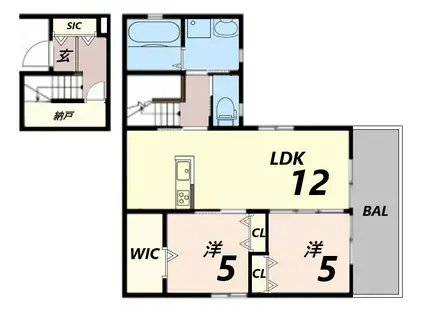 ウエストシェラ(2LDK/2階)の間取り写真