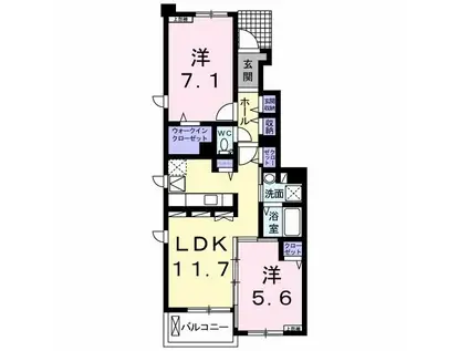 ビオーラ(2LDK/1階)の間取り写真