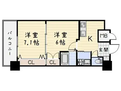 NO.65クロッシングタワーORIENT.BLD(2K/10階)の間取り写真