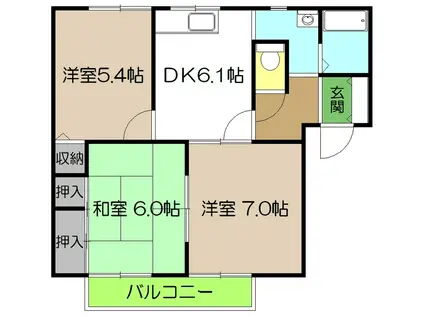 YS21 C棟(2DK/1階)の間取り写真