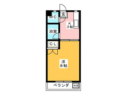 秋桜マンション(1K/3階)の間取り写真