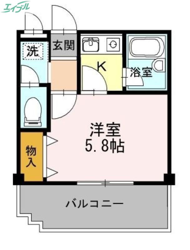 アルカディア(1K/1階)の間取り写真