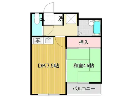 VILLA・K-2(1DK/2階)の間取り写真
