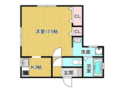 アクア西松ヶ丘(ワンルーム/1階)の間取り写真