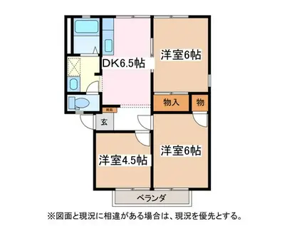 アーバンのぐちB(3DK/2階)の間取り写真