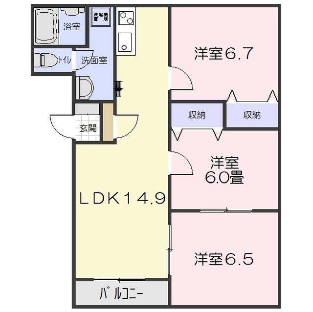 フォーレストタウン後屋 銀杏(3LDK/3階)の間取り写真