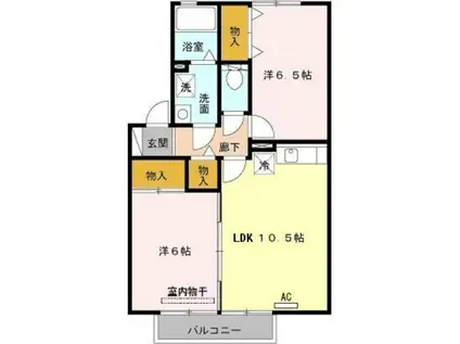 コンフォーレ原田(2LDK/2階)の間取り写真