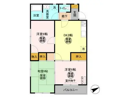 スカイハイツ諏訪(3DK/2階)の間取り写真