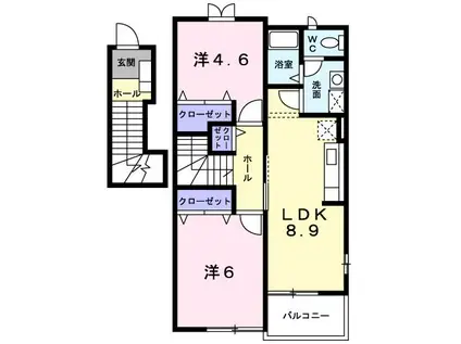 サニー・パラッツオB(2DK/2階)の間取り写真