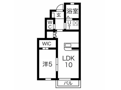 グランツハイムGEN A棟(1LDK/1階)の間取り写真