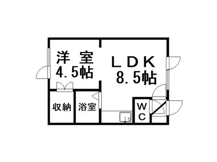 ミドリハイツ芦野(1LDK/2階)の間取り写真
