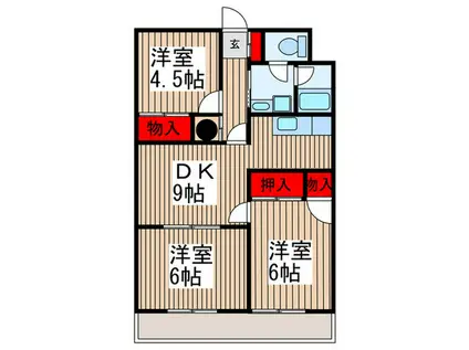 JUN仏子(3DK/3階)の間取り写真