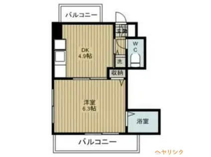 プロクシィスクエア平池(1DK/3階)の間取り写真