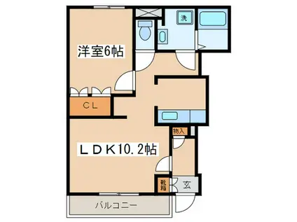 エクセレントヴュー米峰(1LDK/1階)の間取り写真