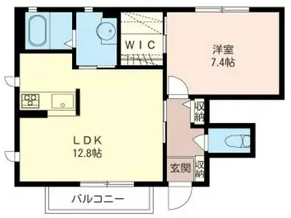 ＪＲ横須賀線 衣笠駅 徒歩15分 2階建 築18年(1LDK/1階)の間取り写真