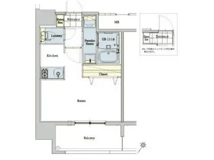 エンクレストベイ天神東III(1K/4階)の間取り写真