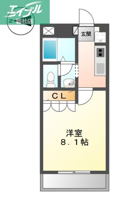アートメゾン倉敷(1K/2階)の間取り写真