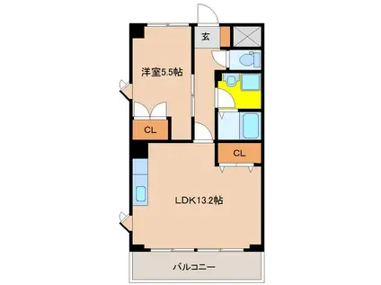 シャンテ城ヶ崎(1LDK/3階)の間取り写真