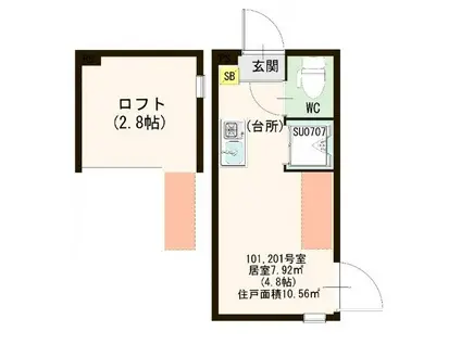 YROOMII(ワンルーム/1階)の間取り写真