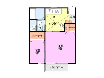 プライムステージSUNII(1SK/2階)の間取り写真