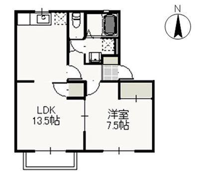 アイリスA(1LDK/2階)の間取り写真
