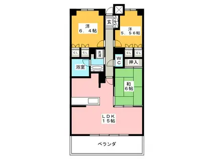 アイディーコート八王子明神町(3LDK/3階)の間取り写真